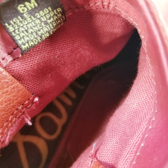 SAM EDELMAN WOMEN ANKLE BOOGS BACK ZIPPER RED LEATHER SIZE 6 M - Picture 4 of 10